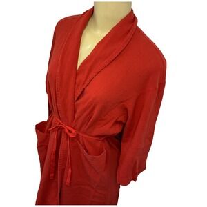 Vintage Hanae Mori Formfit Japan Robe Lightweight 80s Red Pockets One Size Retro